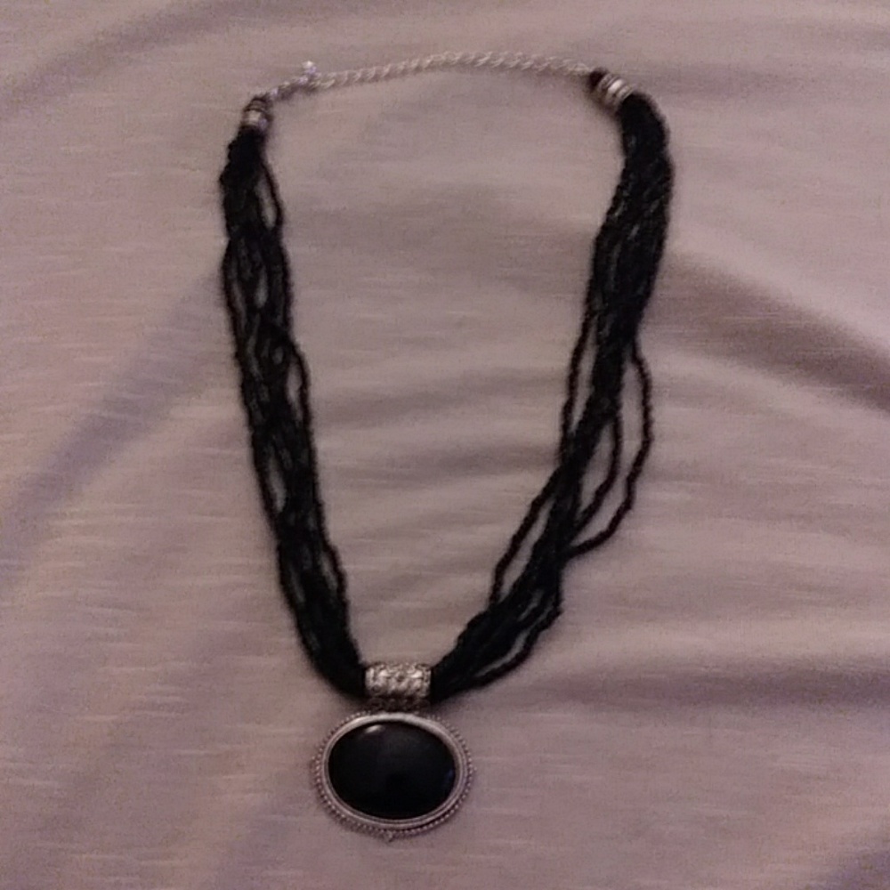 Black and silver Beaded necklace